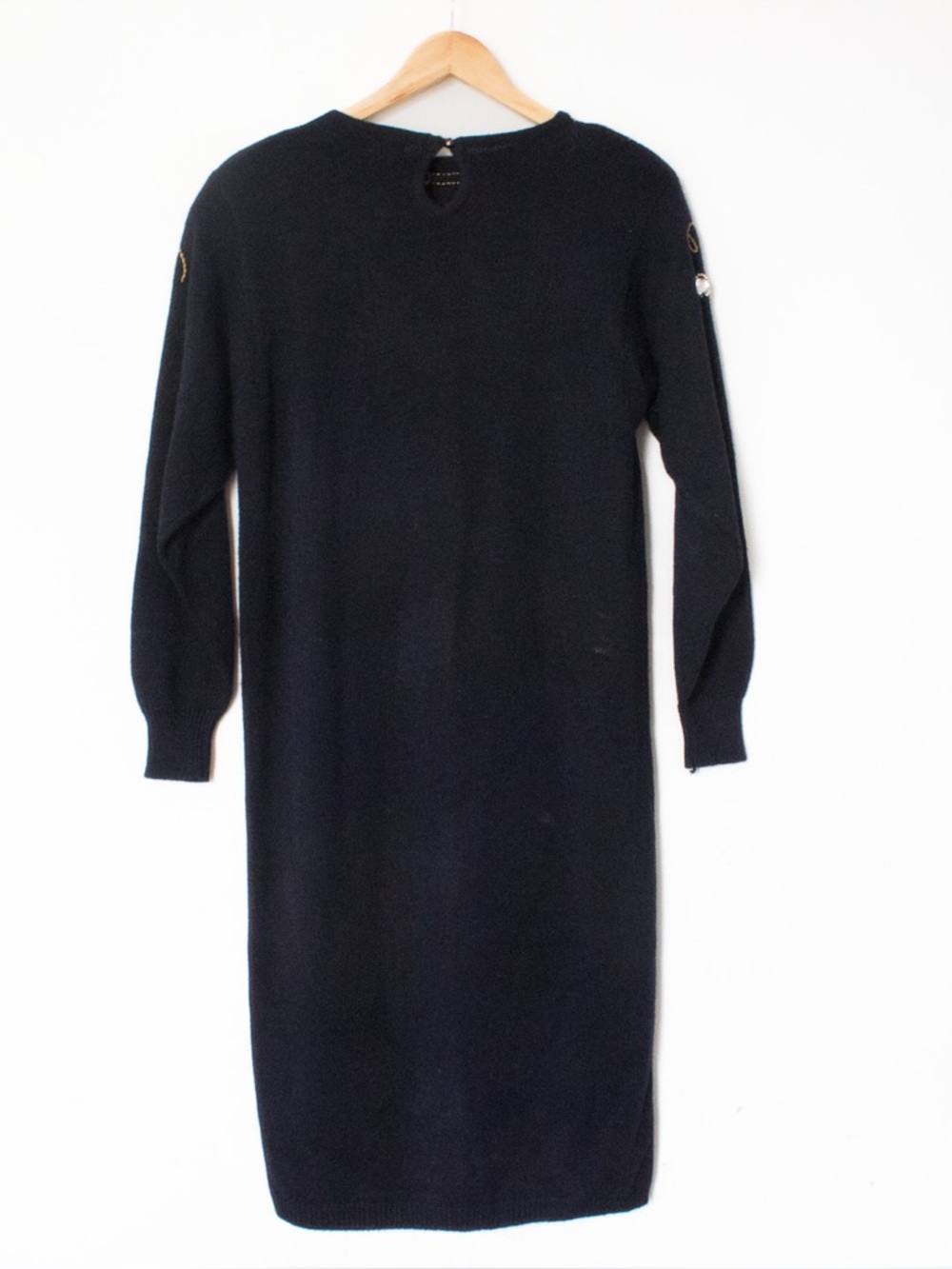 Darian | Vintage 80's Black Jeweled Long Sleeved Sweater Dress | Size Medium - Picture 6 of 8